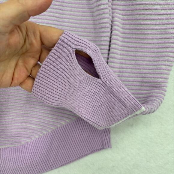 Aerie Offline Ribbed Knit Sweater Size XXS Lavender Quarter Zip Pullover Stretch - Picture 6 of 13